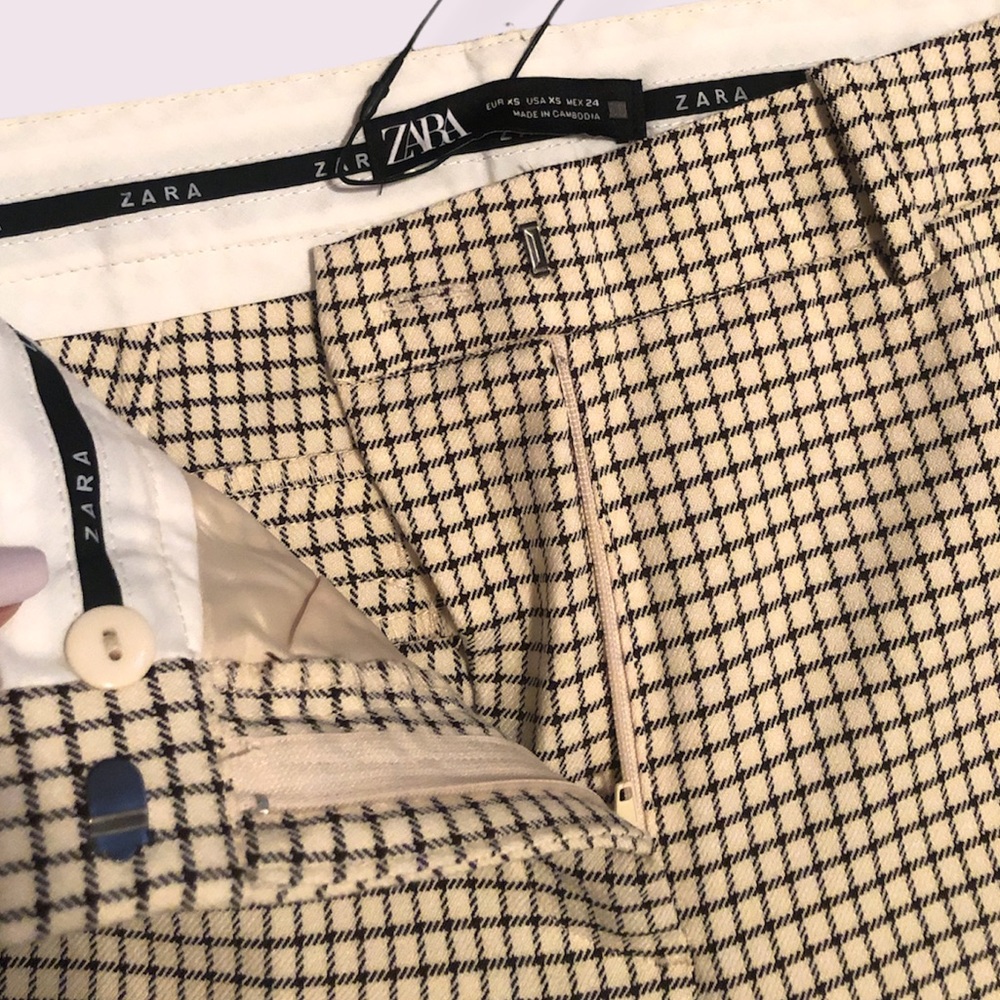NEW Zara Checkered Windowpane Cuffed Pants - Picture 4 of 5